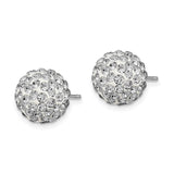 Sterling Silver Dome Stud Earrings with Clear Cubic Zirconia, Classic Round Post Style