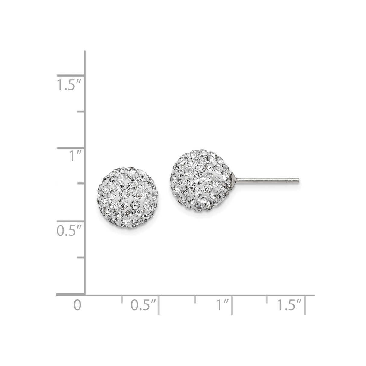 Sterling Silver Dome Stud Earrings with Clear Cubic Zirconia, Classic Round Post Style
