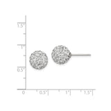 Sterling Silver Dome Stud Earrings with Clear Cubic Zirconia, Classic Round Post Style