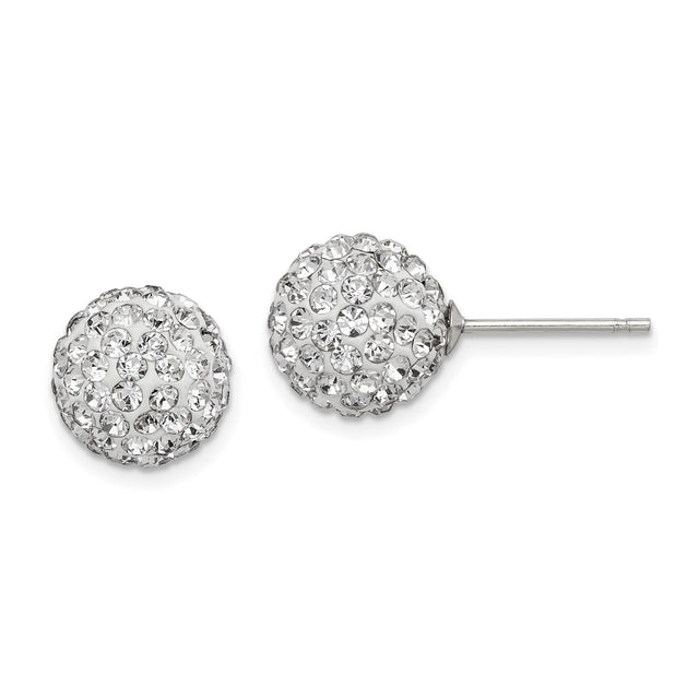 Sterling Silver Dome Stud Earrings with Clear Cubic Zirconia, Classic Round Post Style