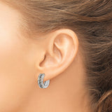 Sterling Silver Hoop Earrings with Multicolor Faceted Crystals, Iridescent Finish, Huggie Style