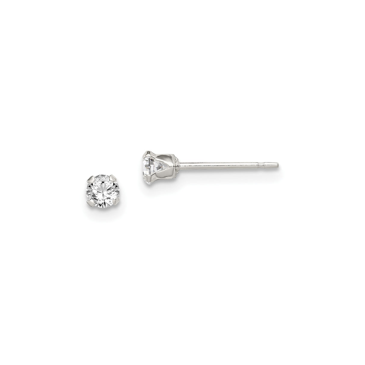 Sterling Silver Stud Earrings Set with Round Cut Cubic Zirconia in Blue, Green, Pink, and Clear