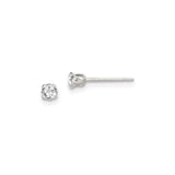Sterling Silver Stud Earrings Set with Round Cut Cubic Zirconia in Blue, Green, Pink, and Clear