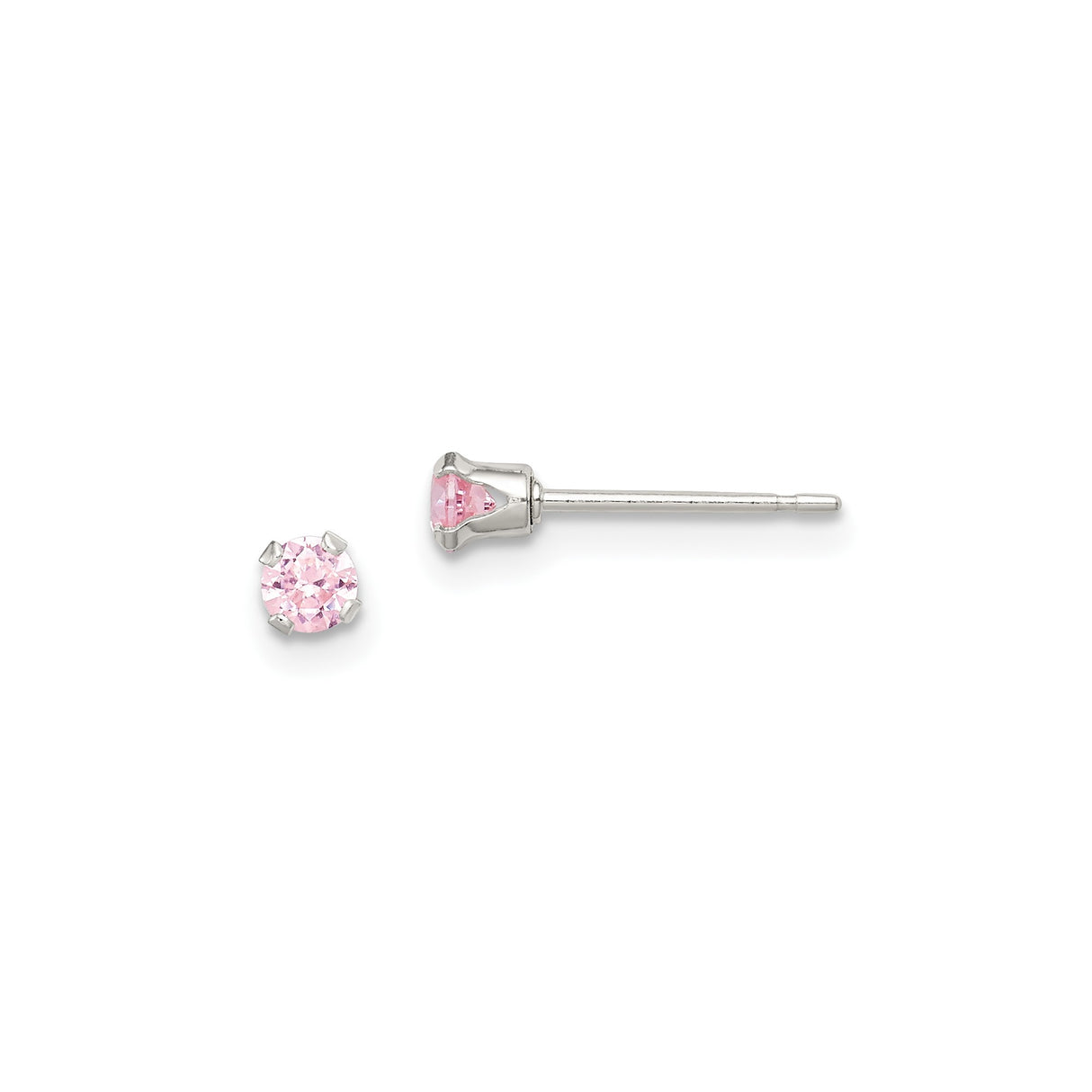 Sterling Silver Stud Earrings Set with Round Cut Cubic Zirconia in Blue, Green, Pink, and Clear