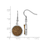 Sterling Silver Dangle Earrings with Golden Brown Druzy Quartz, Long Hook Drop Design