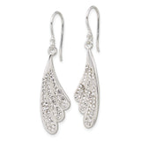 Sterling Silver Dangle Earrings with Clear Crystal, Angel Wing Feather Design for Women