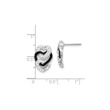 Sterling Silver Stud Earrings with Intertwined Hearts and Clear Crystal Accents