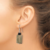 Sterling Silver Dangle Earrings with Jasper and Mother of Pearl, Boho Artisan Style