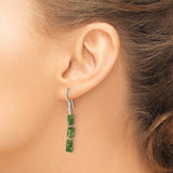 Sterling Silver Dangle Earrings with Natural Serpentine, Boho Minimalist Style for Women
