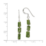 Sterling Silver Dangle Earrings with Natural Serpentine, Boho Minimalist Style for Women