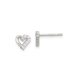 Sterling Silver Heart Stud Earrings with Clear Cubic Zirconia, Open Heart Design for Women