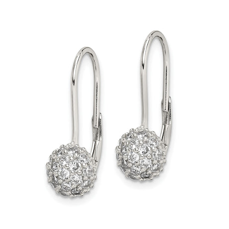 Sterling Silver Leverback Earrings with Cubic Zirconia Pavé Dome Cluster Design