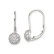 Sterling Silver Leverback Earrings with Cubic Zirconia Pavé Dome Cluster Design