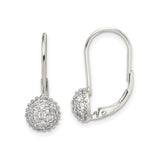 Sterling Silver Leverback Earrings with Cubic Zirconia Pavé Dome Cluster Design