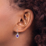Sterling Silver Heart Dangle Earrings with Amethyst, Rope Detail and Filigree Design