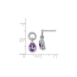 Sterling Silver Dangle Earrings with Amethyst Teardrops in Twisted Rope Setting