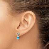 Sterling Silver Teardrop Earrings with Swiss Blue Topaz, Twisted Rope Design