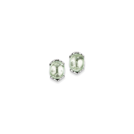 Sterling Silver Stud Earrings with Carved Prasiolite, Scarab Beetle Design Inspired by Egyptian Symbolism