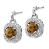 Sterling Silver Dangle Earrings with Whiskey Quartz in Halo Design