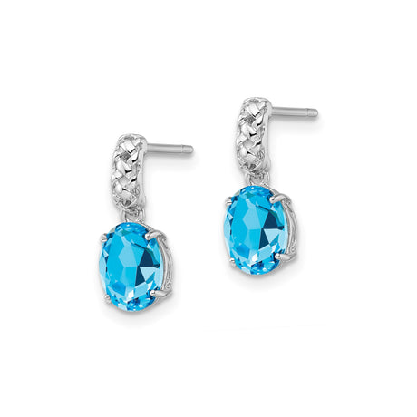 Sterling Silver Dangle Earrings with Oval Swiss Blue Topaz and Celtic Knot Design