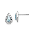 Sterling Silver Teardrop Stud Earrings with Light Blue Aquamarine Stone and Clear Crystal Accents, Pear Shaped March Birthstone Jewelry for Women, Elegant Gemstone Silver Ear Studs 200 Characters