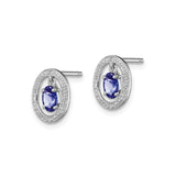Sterling Silver Tanzanite Stud Earrings with Diamond Halo