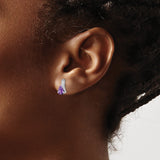 Sterling Silver Amethyst Faceted Teardrop Stud Earrings