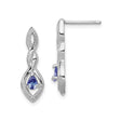 Sterling Silver Dangle Earrings with Tanzanite and Diamond, Twisted Marquise Teardrop Design