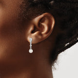 Sterling Silver Drop Earrings with Freshwater Cultured Pearls and Diamond Accents