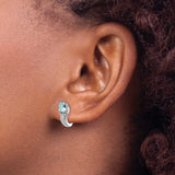 Sterling Silver Hoop Earrings with Oval Aquamarine and Diamond Accents, Polished Dangle Design