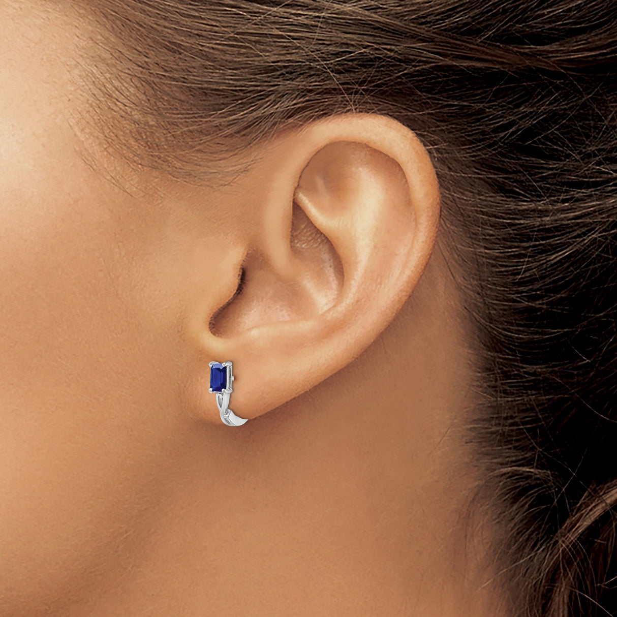 Sterling Silver Hoop Earrings with Sapphire-Inspired Gemstones and Scrollwork Design