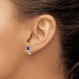 Sterling Silver Hoop Earrings with Sapphire-Inspired Gemstones and Scrollwork Design