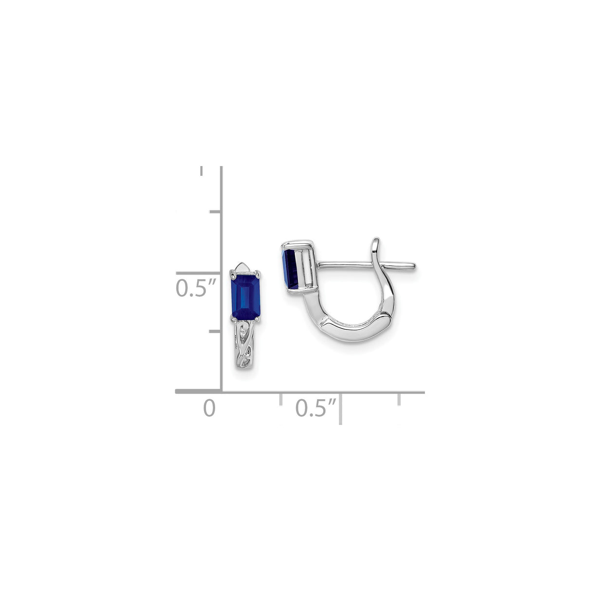 Sterling Silver Hoop Earrings with Sapphire-Inspired Gemstones and Scrollwork Design