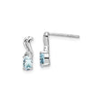 Sterling Silver Dangle Earrings with Oval Aquamarine and Diamond Accents, Flowing Wave Design