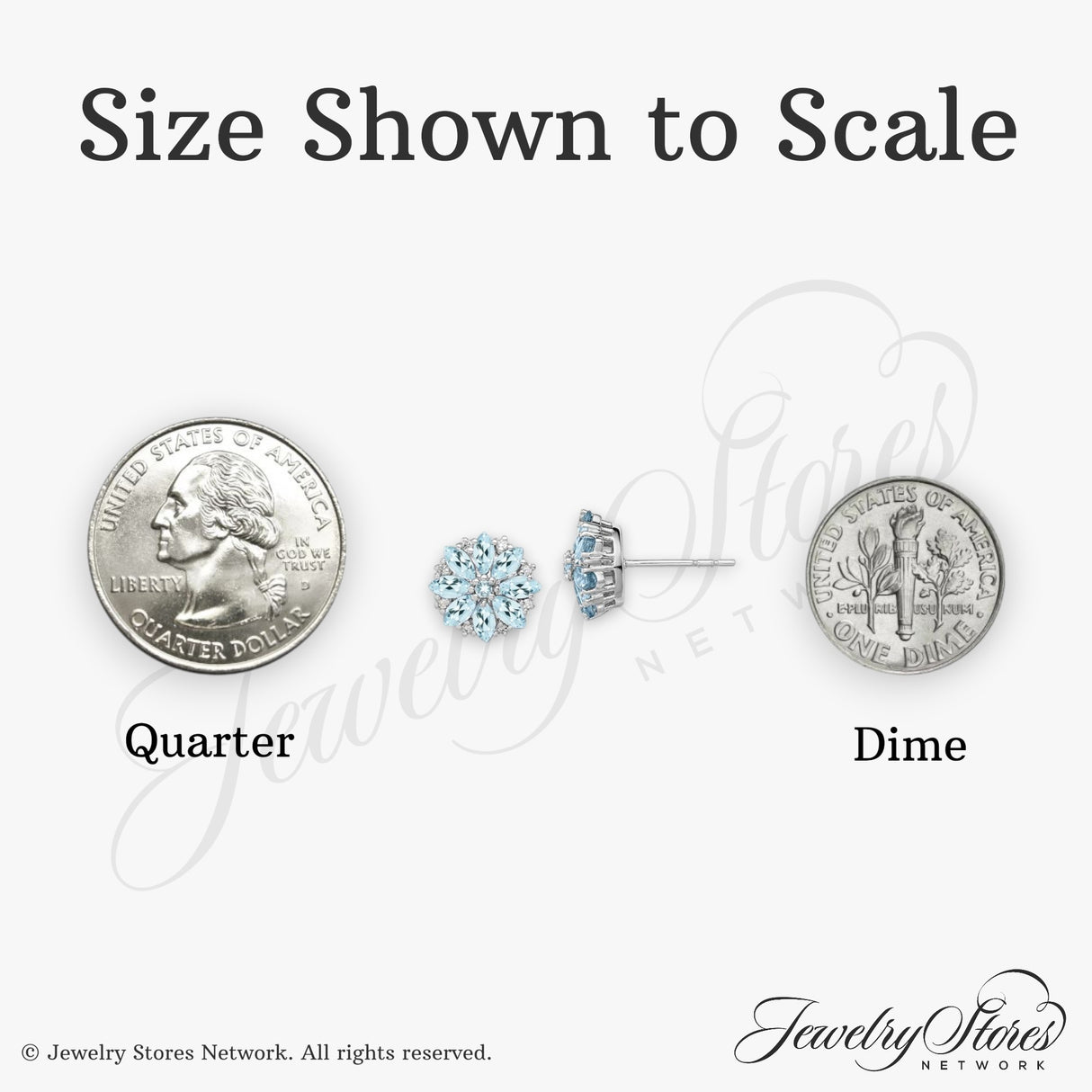 Sterling Silver Stud Earrings with Aquamarine and Diamond Accents, Floral Nature-Inspired Design