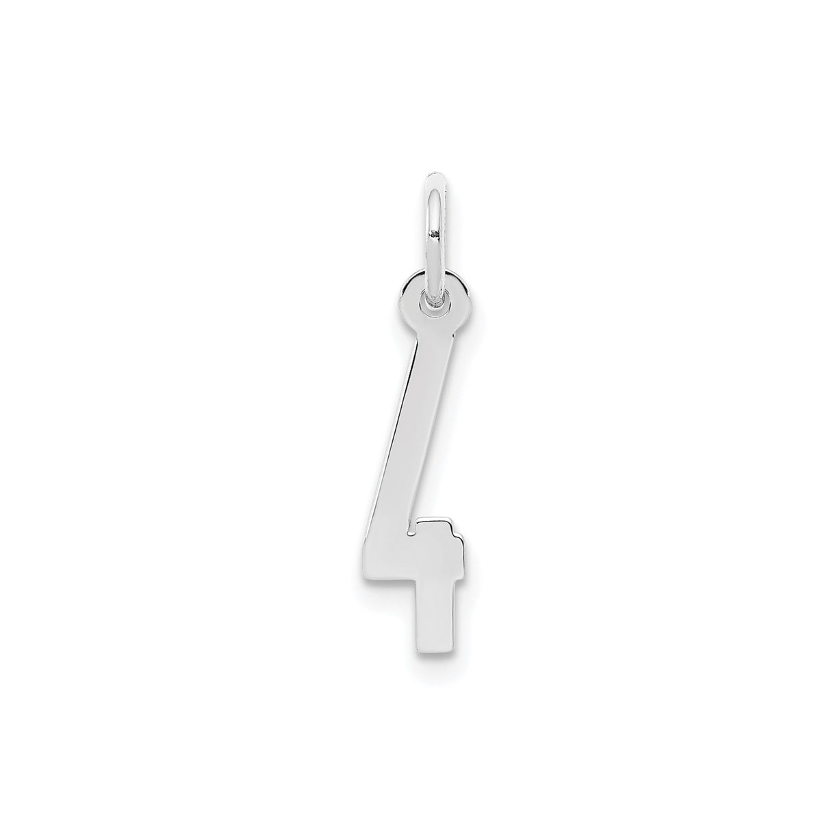 Sterling Silver Number 4 Pendant Charm, Polished Numeric Design, Unisex Jewelry Accessory