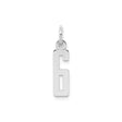 Sterling Silver Number Six Pendant, Modern Block Style Minimalist Charm for Unisex Jewelry