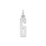 Sterling Silver Number Six Pendant, Modern Block Style Minimalist Charm for Unisex Jewelry