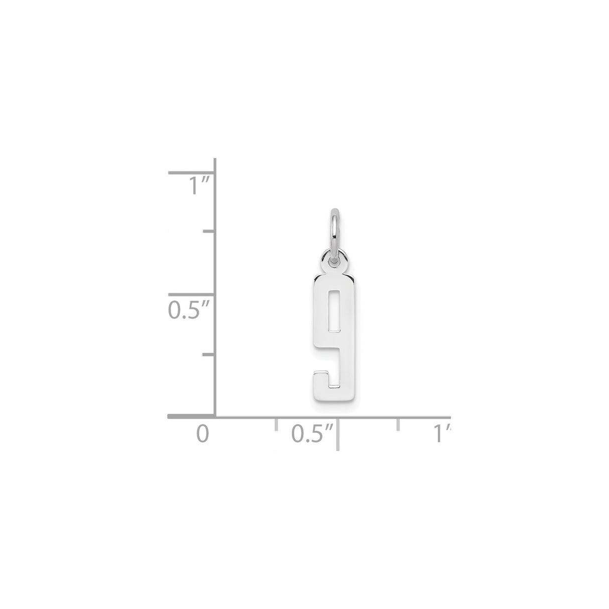 Sterling Silver Number 9 Pendant Charm with Polished Cutout Design