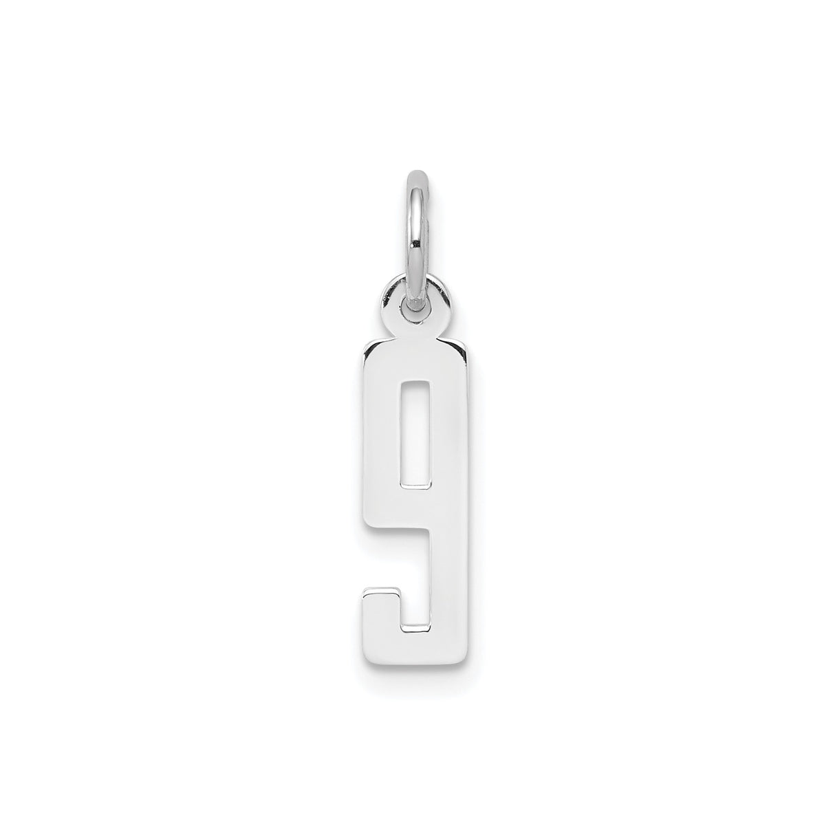 Sterling Silver Number 9 Pendant Charm with Polished Cutout Design