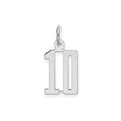Sterling Silver Number 10 Pendant, Polished Finish, Modern Font, Unisex Sports Charm