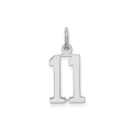 Sterling Silver Number 11 Pendant, Cutout Milestone Charm for Necklace or Bracelet, Sports Jewelry