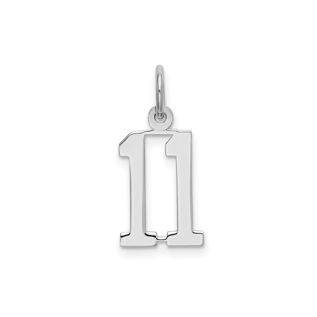 Sterling Silver Number 11 Pendant, Cutout Milestone Charm for Necklace or Bracelet, Sports Jewelry