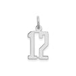 Sterling Silver Number 12 Pendant, Polished Block Font Sports Charm, Unisex Team Spirit Jewelry