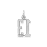 Sterling Silver Number 13 Pendant Charm, Cutout Style, Polished Finish, Unisex Jewelry
