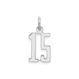 Sterling Silver Number 15 Pendant, Bold Cutout Numeral Design, Quinceañera Birthday Charm