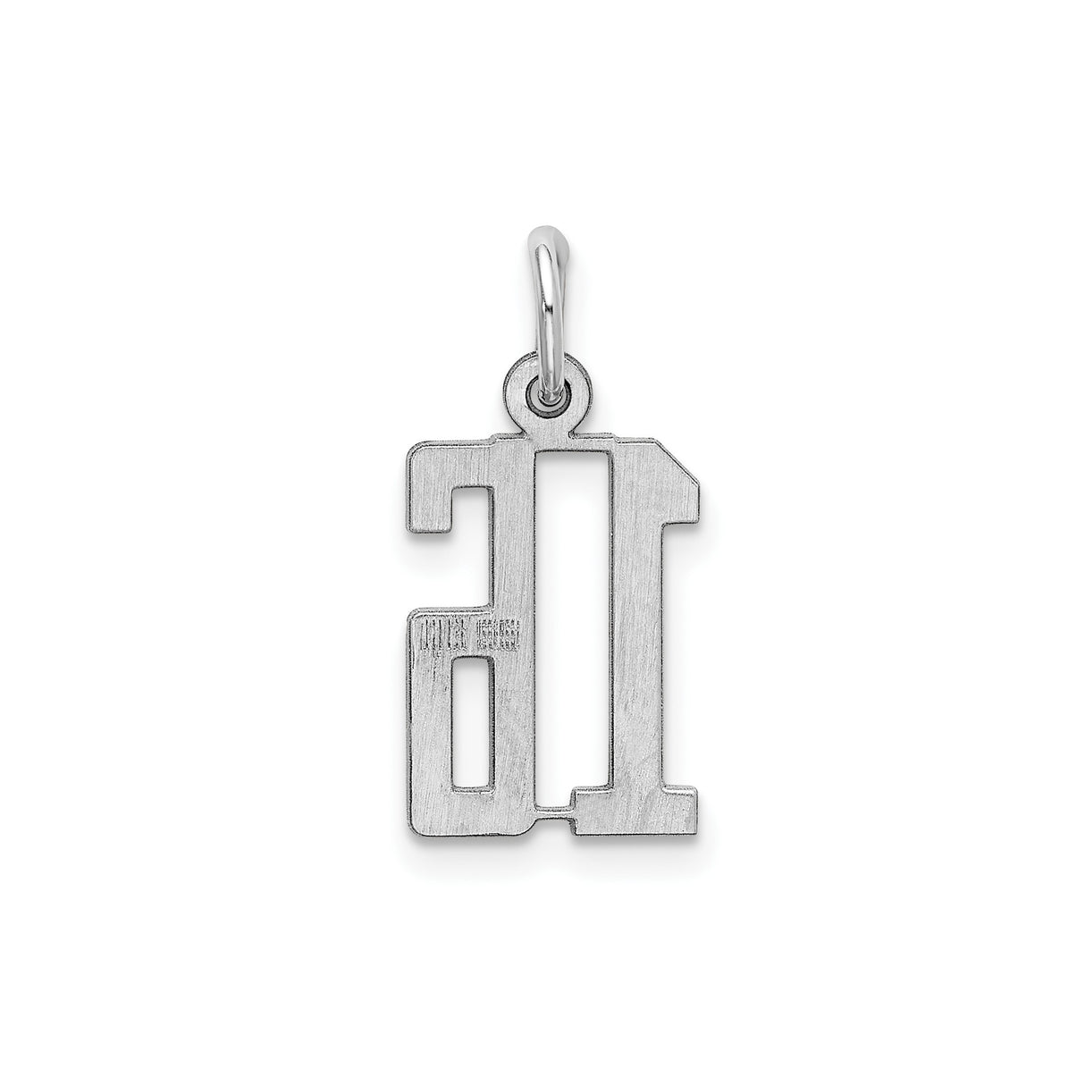 Sterling Silver Number 16 Pendant Charm, Polished Milestone Birthday Jewelry