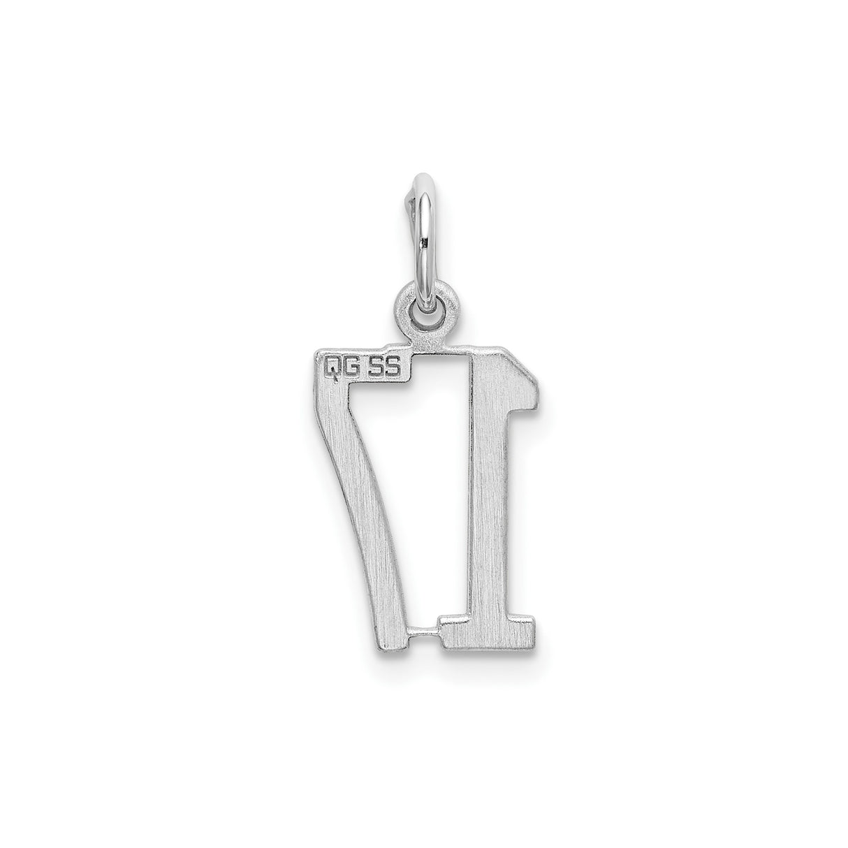 Sterling Silver Number 17 Pendant, Polished Unisex Charm for Birthday or Sports Jewelry