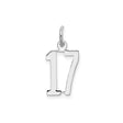Sterling Silver Number 17 Pendant, Polished Unisex Charm for Birthday or Sports Jewelry