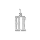 Sterling Silver Number 18 Pendant, Bold Polished Milestone Charm, Unisex Modern Jewelry
